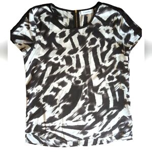 Calvin Klein top, size Small, black and white pattern.